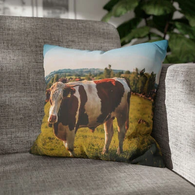 CUSHION COVER PILLOW CASE|ADORABLE COW BULL BROWN SPOTS - Image 1 of 4