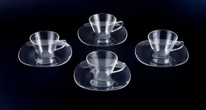 Jena-Glas, Schott & Gen/Mainz, Germany. Four coffee cups with  saucers. - Picture 1 of 8