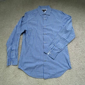 Camicia Banana Republic uomo blu medio a righe bottoni cotone manica lunga - Foto 1 di 15