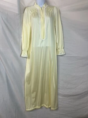 Roupão de náilon vintage ShadowLine Petite S amarelo pradaria casa de campo vovó EUA - Imagem 1 de 4