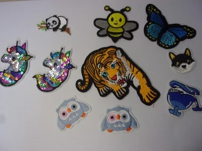 10 x Iron On Sew On Patches Motifs Badges Mixed Sizes Animal Theme A1 - Image 1 of 2