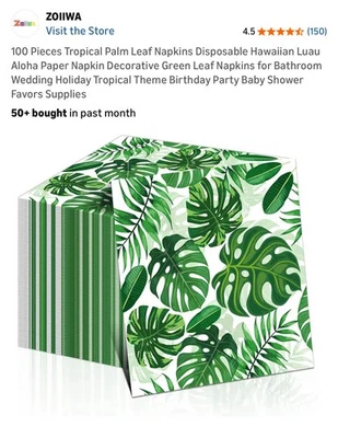 Floral Paradise Tropical Beach Summer Luau Party Paper Beverage Napkins - Image 1 of 4