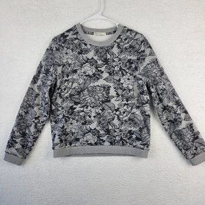 Marine Layer Classic Crew Neck Sweatshirt Black Gray Floral Womens Medium EUC - Picture 1 of 6