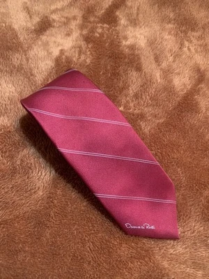 Hombre Oscar De La Renta Corbata Cuello Rojo Rayas Borgoña Foto 1 de 4