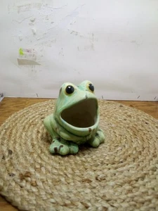 Almohadilla de esponja-pajo-jabón rana cerámica vintage con boca grande - Imagen 1 de 8