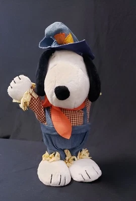 Peanuts Snoopy Pilgrim Scarecrow Animated Dancing Music Works 12” Rare Halloween - Image 1 of 4