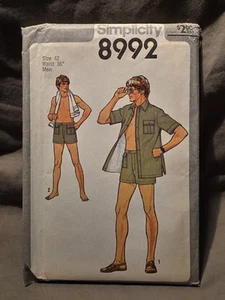 Simplicity Pattern #8992 UNCUT Vintage Mens Shorts Shirt Jacket Sz 42 Waist 36" - Picture 1 of 3
