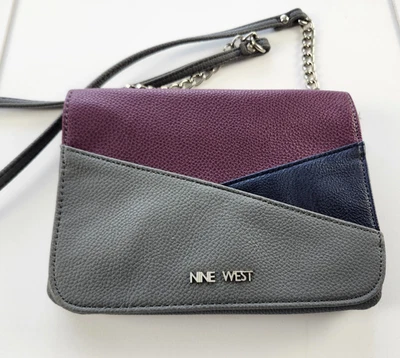NINE WEST BAG Bandolera Bolso sin asas Bloques de colores Retro Ambiente 5.5"x7.5" Foto 1 de 4