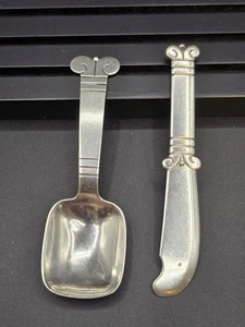 Hector Aguilar Azteken Taxco Mexiko 940 Silber kleine Schöpfkelle Löffel & Messer Set - Bild 1 von 24