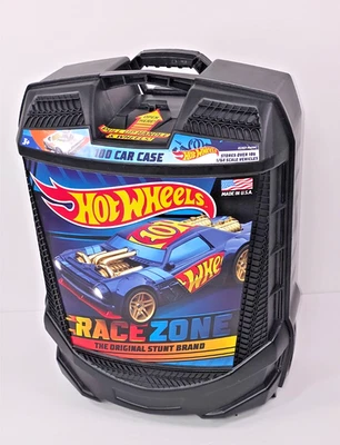 hot wheels race zone rolling 100 car case pull handle wheels usa storage - Image 1 of 4