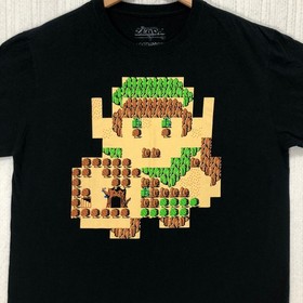 Zelda LootWear Exclusive Link Pixel Art Map T-Shirt Mens Large Black NES Retro