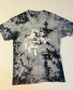 T-shirt NASA uomo piccola bianca blu tie dye crew manica corta astronauta spaziale - Foto 1 di 7