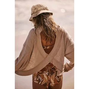 Free People Movement My Time Layer shirt oversized boho beach pumicc sz M - Picture 1 of 8