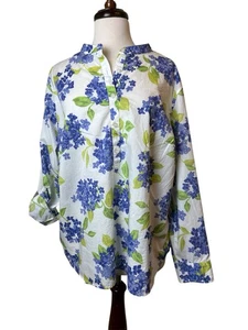 Talbots Bluse Größe 2X weiß flieder Hortensien Blumen Pullover Oberteil Cottagecore - Bild 1 von 19