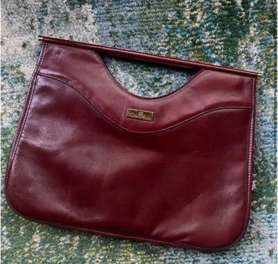 Vintage 70/80s Etienne Aigner oxblood burgundy leather handle briefcase tote - Image 1 of 4