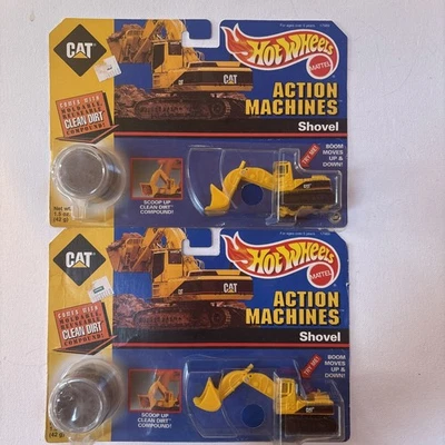 2-Vintage Hot Wheels Action Machines CAT Shovel #17989 Yellow 1/64 Diecast 1997 - Image 1 of 2