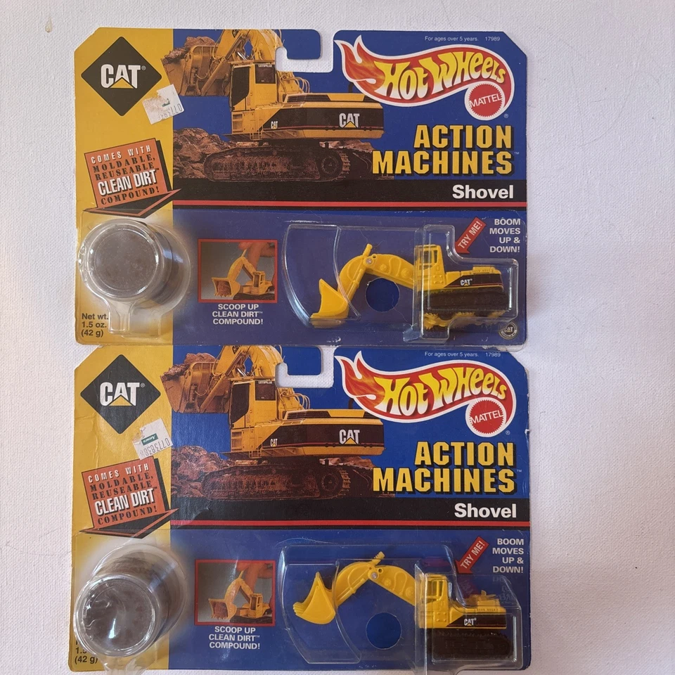2-Vintage Hot Wheels Action Machines CAT Shovel #17989 Yellow 1/64 Diecast 1997 - Image 1 of 2