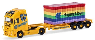 HERPA,VOLVO FH 4x2 ACARGO with HAPAG-LLOYD 3 axle container trailer, 1/87, HE... - Image 1 of 4