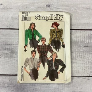 Simplicity 8954 Sewing Pattern Bolero Jackets Lined Miss Size 20 UNCUT - Picture 1 of 3