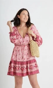 Mini Vestido ARNHEM Rosa Flora TALLA 14 Floral Manga Larga Boho - Imagen 1 de 9
