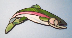 Buntglas 3D Fisch hängender Sonnenfänger 9" x 11" - Bild 1 von 3