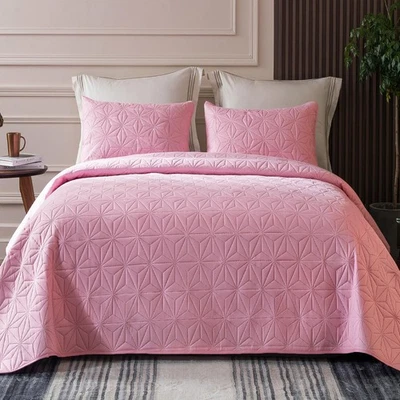 Juego de cama doble edredón, colchas edredones rosa suave tamaño XL doble para todos los mares... Foto 1 de 4