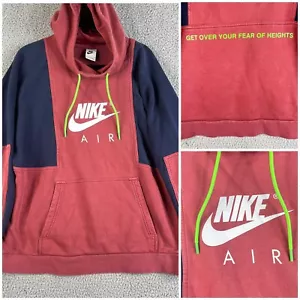 VTG Nike AIR Hoodie Sweatshirt XL Black Get Over Your Fear Colorblock Sweater - Picture 1 of 17