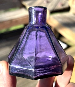 SELTENE AMETHYSTFARBENE 8-SEITIGE REGENSCHIRM TINTENFLASCHE GESCHERTE LIPPE 1860ER ÄRA L@@K - Bild 1 von 9