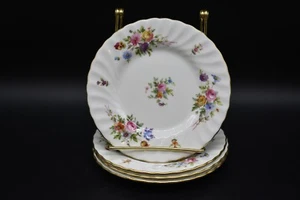 (4) Minton English Marlow Scalloped Flowers & Gold 6 1/4" Bread Plates (S309) - Picture 1 of 6