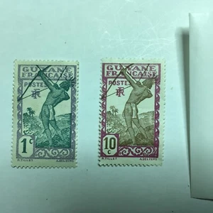 NANEE-B) FRENCH GUYANE 1929, #109-114-CARIB ARCHER, 1C & 10C, M-OG,H, T155C - Picture 1 of 3