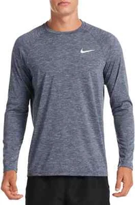 NWT NIKE MEN HYDROGUARD 40+ UPF SWIM LONG SLEEVED T SHIRT HEATHER NAVY BLUE S - Picture 1 of 4