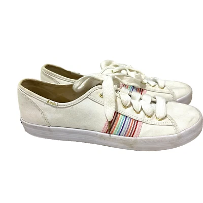 Keds Sneakers White Kickstart Rainbow Webbing Stripe Womens 11 Dream Foam - Image 1 of 4
