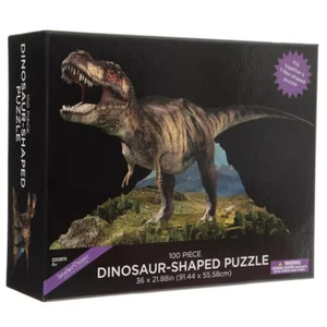 Dinosaur T-Rex Shaped Jigsaw Puzzle 100 Pc 36" x 21.8" Puzzle Isn't Rectangular - Picture 1 of 2