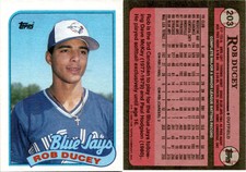 1989 Topps Baseball Card 203 ROB DUCEY TORONTO BLUE JAYS