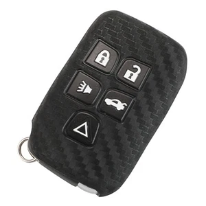 Fit Jaguar Land Rover 2011-19 5 Button Carbon Fiber Key Fob Silicone Case Cover - Picture 1 of 7