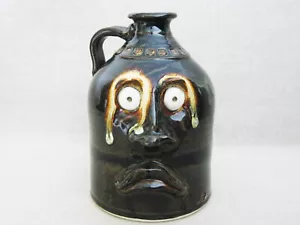Folk Art Pottery Face Jug, Southern Ceramic Sculpture, Signed Greg, Vintage - Bild 1 von 9