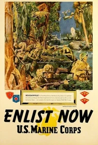 Bougainville - Enlist Now - 1945 - World War II - Recruitment Magnet - Picture 1 of 2