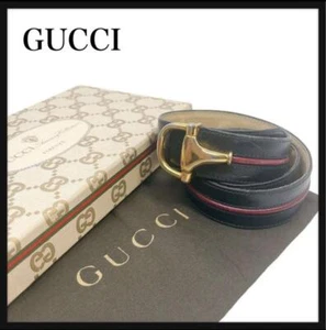 Gucci schwarz x rot Leder Pferd Gebiss Gürtel-authentische Mode Accessoire für Männer a - Bild 1 von 10