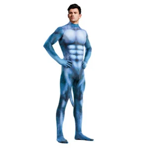 Tuta Muscolo Animale Cosplay Blu Lupo Body Costumi Tuta Uomo Halloween - Foto 1 di 7