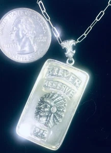 Handgefertigter Indianerhäuptling Sterlingsilber Barren Anhänger - Bild 1 von 2