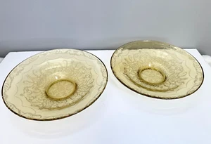 Federal Glass Madrid Yellow Amber 11" Console Serving Bowl Set Vintage 1930s - Picture 1 of 23