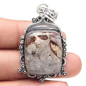 Pendant Rock Calci Gemstone Valentine'Day Gift Silver Jewelry 2" - Picture 1 of 7