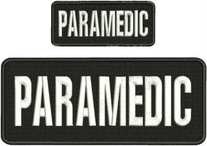 Paramedic embroidery patch 4x10 and 2x5 hook  border white letters - Picture 1 of 2