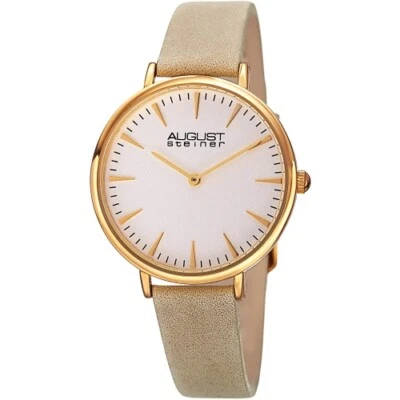 August Steiner AS8187WTG Quarzo Analogico Display Rotondo Dorato Donna Orologio - Immagine 1 di 4