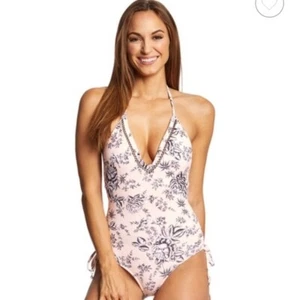 New Anthro Seafolly Love Bird Halter One-Piece Bathing Suit size 8 - Picture 1 of 2