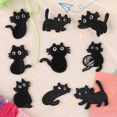 Cartoon Cat Patten Embroidery Patches Iron-on Sew-on for Jeans Jackets Bags Shoe - Image 1 of 4