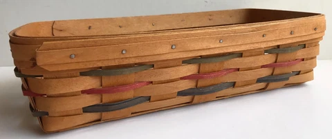 1995 Longaberger Woven Traditional Bread Basket 14 1/2” x 7 1/2” x 3 3/4” Cover