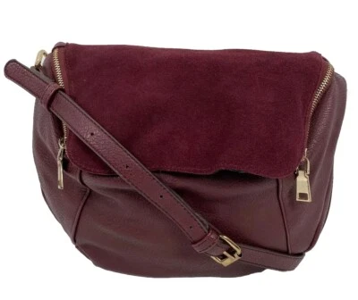 Bolso Bandolera Street Level Ciruela Berenjena Púrpura Imitación Cuero y Gamuza Sillín Foto 1 de 4