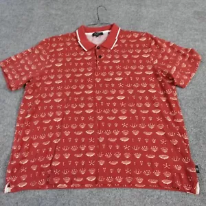 Ted Baker Polo Shirt 3XL 7 Red All Over Print Floral 100% Cotton Colvess - Picture 1 of 7