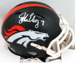 John Elway Autographed Denver Broncos Flat Black Mini Helmet-Beckett W Hologram - Picture 1 of 3